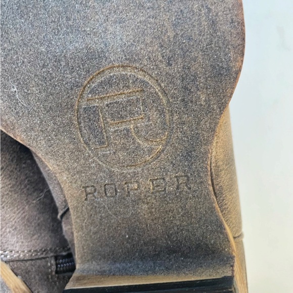 ROPERS Women’s Shorty Boot Vintage Brown Faux Leather Laser Western Design - Picture 9 of 13